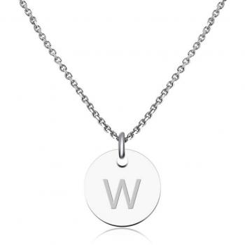 Collier avec Lettres en Argent et initiales en Acier Inoxydable (Lettre W)