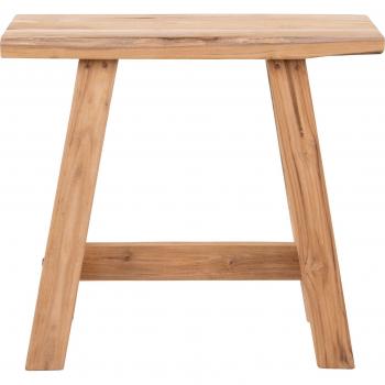 Banco Rústico de Teca Marrón Rectangular con Patas Gruesas