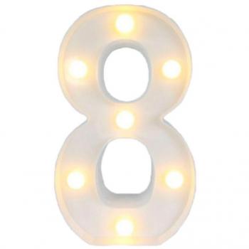 Chiffre Lumineux 8 à Piles 22 cm