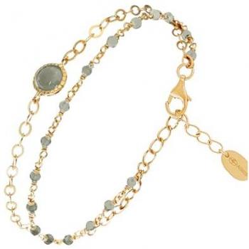 Bracelet Argent Doré Double Chaine Labradorite