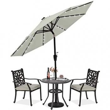 ABCCANOPY Solar‑LED‑Sonnenschirm 275 cm – Hellbeige, neigbar, für Terrasse