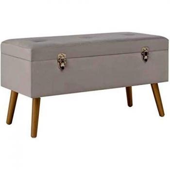 Panca in velluto grigio con spazio di archiviazione 80 cm