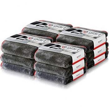 Premium Fleece Microfibre Cleaning Cloths by Glart, 600 GSM, 40x40cm, Anthracite/Red, 4-Piece Set