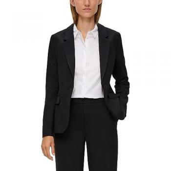 S.Oliver BLACK LABEL Damen Kurzblazer mit Knopfverschluss, schwarz, Größe 40