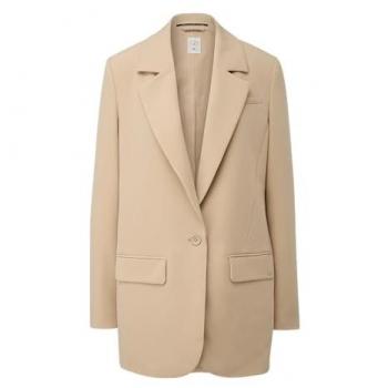 Damen QS Blazer Braun Oversize mit Pattentaschen, 38