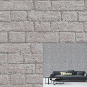 Gordan Grey Shimmered Brick Texture Wallpaper