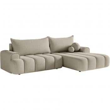 Canapé d'angle DANDELINO convertible en bouclé beige clair