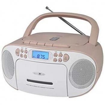 Riflesso RCR2260PK – Lettore CD, Cassette, Radio in Bianco e Rosa