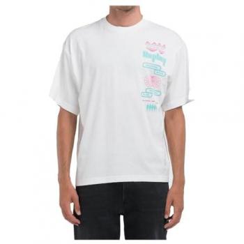 T-shirt in jersey con design e lettering