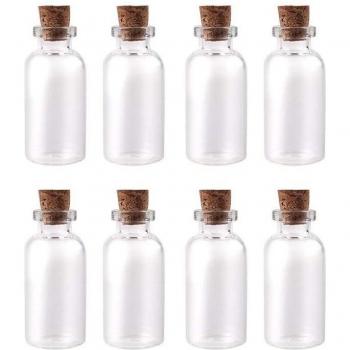 Juego de Botellas de Vidrio con Corcho 8 Uds 22x50mm