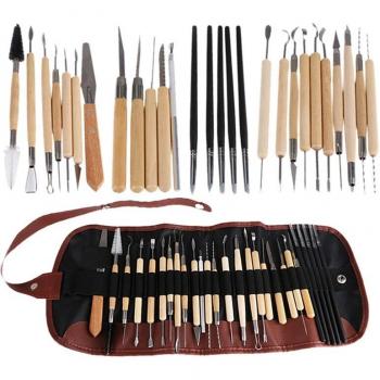 28-Piece Sculpting Tool Set with Wooden Handles