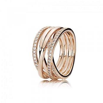 Bague Scintillante & Lignes Polies Pandora Timeless Métal doré à l'Or Rose fin 585/1000