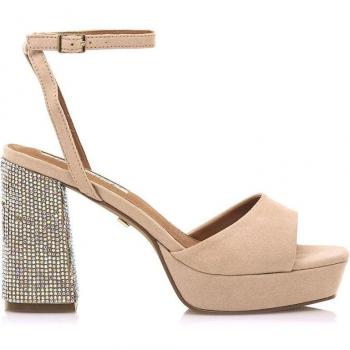 Chaussures d'été Mariamare à talon diamant 68341 finition beige