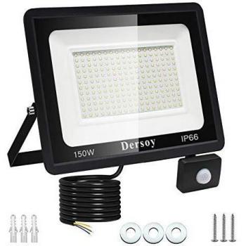 Faro Esterno 150W Sensore Movimento 6500K – Luce Giardino, Terrazza