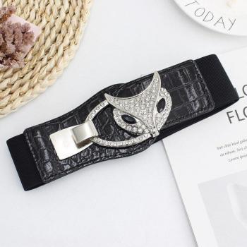 Ceinture Élastique Noire avec Boucle Métallique pour Femmes