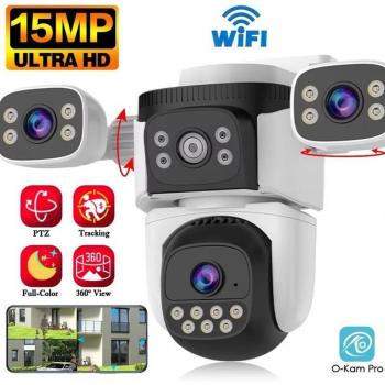 O‑KAM Caméra intelligente 15 MP, PTZ Wi‑Fi, protection à 360°