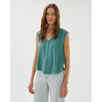 Camisa fluida de mujer sin mangas