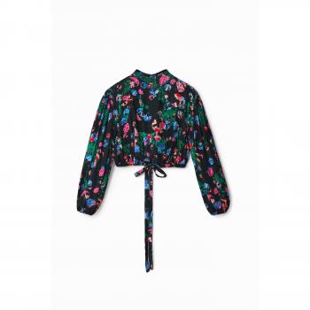 Blouse Écourtée à Motifs Floraux Desigual M. Christian Lacroix Noir S Femme