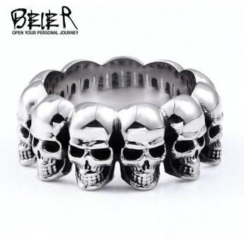 Ring Beier Moto Tête de Mort – Acier inoxydable 316L – Edition Homme – Collection BR8‑738