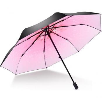 Korean Mini UV Protection 5-Folding Umbrella UPF50+ Women's Black Coating Sakura Umbrella