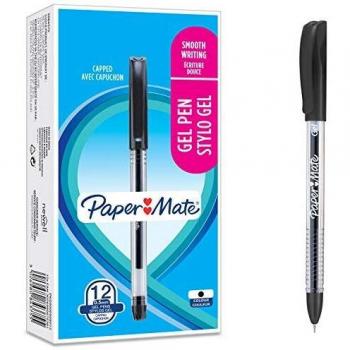 Paper Mate Gel Pens, Smooth Needle Point, Black, 12 Count