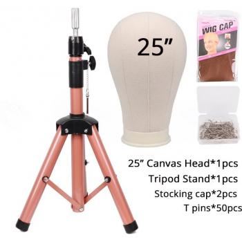 Wig Making Tripod Stand with Canvas Head 21-25 Inch