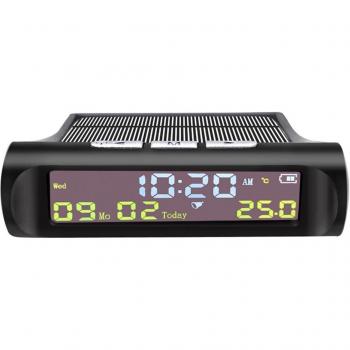 LCD Solar Car Clock with Date and Time