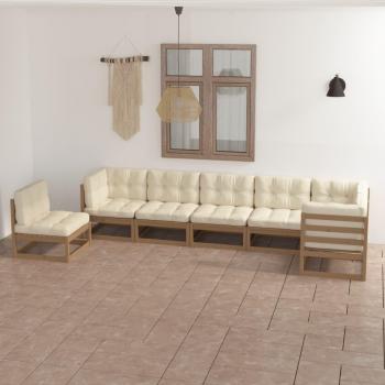 Conjunto Jardín VidaXL 7 piezas, Madera Pino macizo + Almohadas
