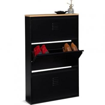 Scarpiera design industriale con 3 ante in metallo nero