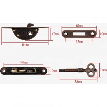 Durable Antique Iron Lock with Key for Cupboards