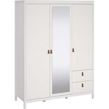 Madrid 2-Door White Wardrobe with Mirror and 2 Drawers