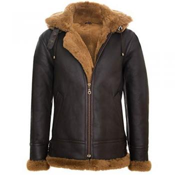 Mannenkollegie Columbus B3 Flying Jacket schapenvachtleer met capuchon