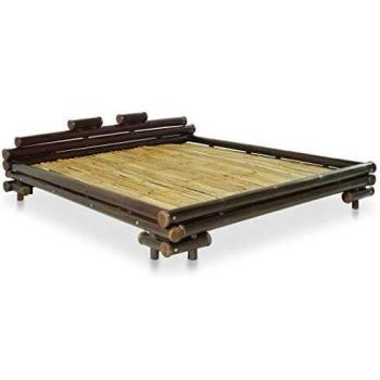 Cadre de lit double en bambou vidaXL marron foncé 160 x 200 cm