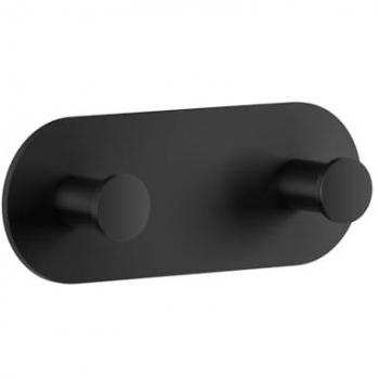 Self-Adhesive Black Stainless Steel Twin Towel Hook for Walls