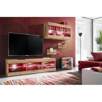 Boîte de Lumière Komodee TIVOLI SET3 RGB – Dimension 35 × 240 × 195 cm, Bois Naturel