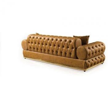 Elegant Living Chesterfield 3+3+1 Sitzer Set aus Leder – Hochwertige Wohnlandschaft
