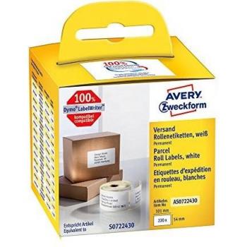 Avery Zweckform Label Roll 101 x 54 mm, White, 220 Labels, Permanent Adhesive