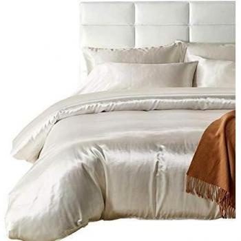 Biancheria da letto set king in seta satin bianco 220x230 cm