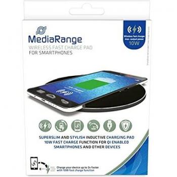 Induktive Schnellladestation für Smartphones und Tablet-PCs von MediaRange, Rutschfeste Oberfläche, Schwarz