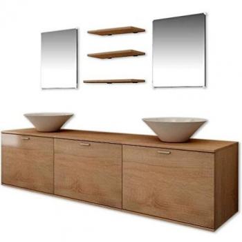 Sonata Eight Piece Bathroom Furniture and Basin Set Beige
