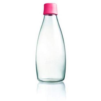 Pinke Trinkflasche aus Borosilikatglas 0,8 l