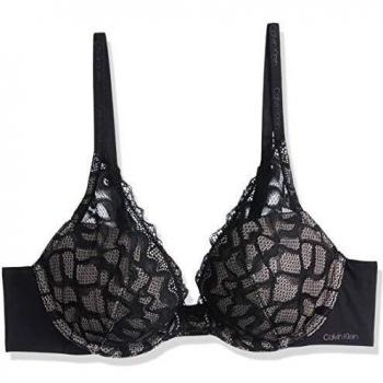 Calvin Klein Soutien-Gorge Plunge Ligné Léger, Noir (Black 001), A (Taille Fabricant: 0A34) (Lot de 2) Femme