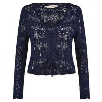 Blue Cotton Crochet Top with Front Ruching (Yumi)