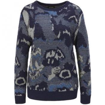 Tricot pullover à motif accrocheur – Bleu foncé – Taille 48 – Goldner Fashion