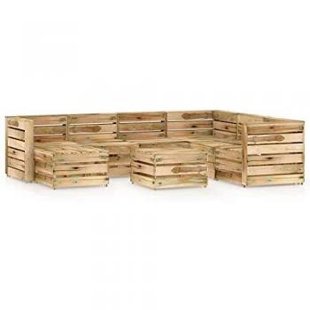 Garten-Lounge-Set 8-teilig in Grün, imprägniertes Kiefernholz