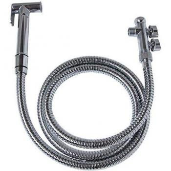 Kit hygiène WC : douchette laiton + flexible inox + raccord 3 voie + support douchette SUPERB METAL