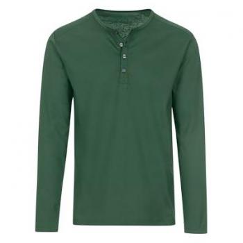 Longsleeve TRIGEMA TRIGEMA Langarmshirt mit Knopfleiste, Herren, Gr. L, grün (efeu), 100% Baumwolle, casual, Shirts