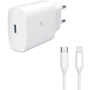 KSIX Cargador de Pared 1 M Blanco Lightning/usb C 30W