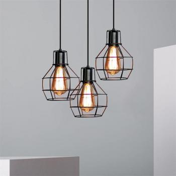 Three-Light Spiral Metal Chandelier
