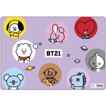 Tapete escolar BT21 morado y blanco